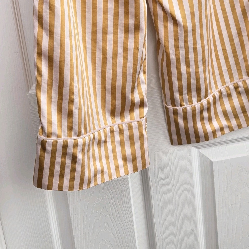 Victoria's Secret Satin Lounge Pajama Pants Striped Size M Long Pockets Gold - Picture 5 of 11
